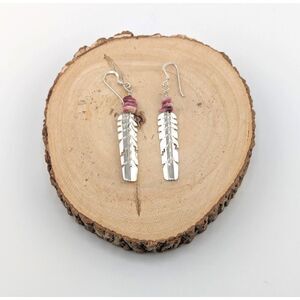 Native American Sterling Silver Dangle Earrings Purple‎ Spiny Oyster Jewelry **